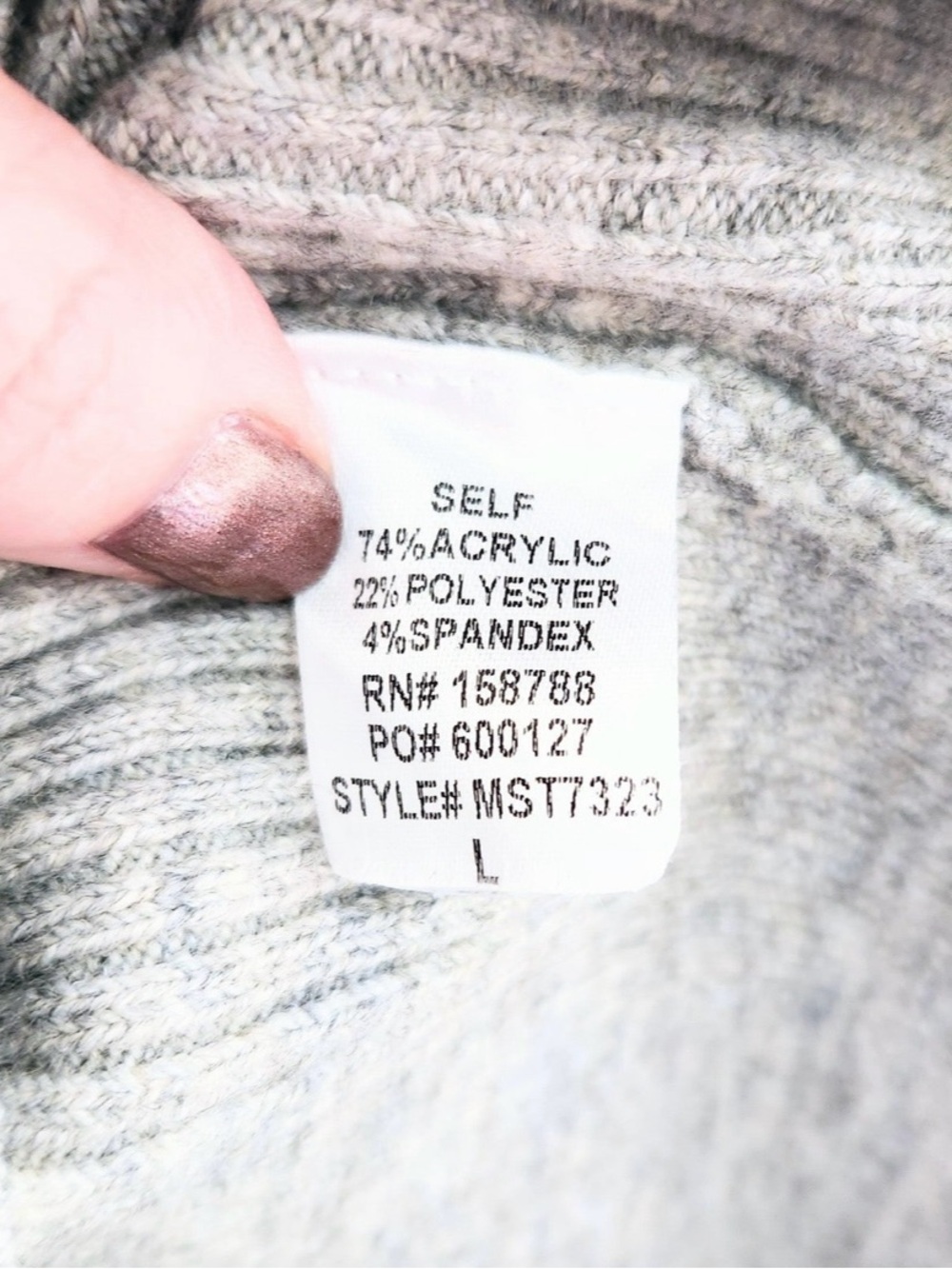 Madison Riley Light Gray Ribbed Knit Top - Picture 3 of 4